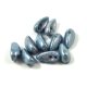 Chilli - Czech 2 Hole Glass Bead - blue marble luster - 4x11mm