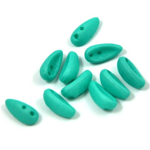Chilli - Czech 2 Hole Glass Bead - pastel turquoise green - 4x11mm