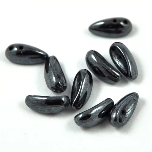 Chilli - cseh préselt kétlyukú gyöngy - gunmetal (hematit) - 4x11mm