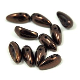 Chilli - Czech 2 Hole Glass Bead - eggplant bronze - 4x11mm
