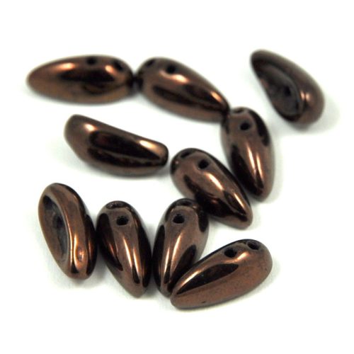 Chilli - cseh préselt kétlyukú gyöngy - eggplant bronze - 4x11mm