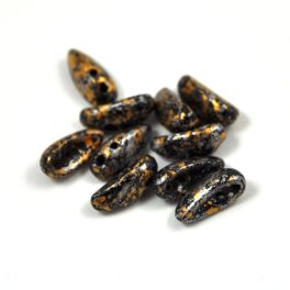 Chilli - Czech 2 Hole Glass Bead - tweedy gold - 4x11mm