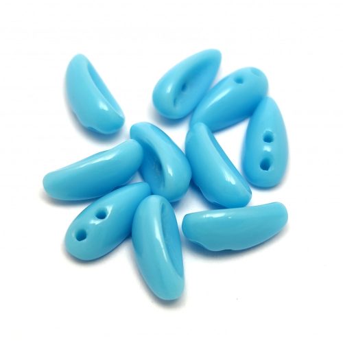 Chilli - Czech 2 Hole Glass Bead - Turquoise Blue - 4x11mm