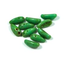   Chilli - cseh préselt kétlyukú gyöngy - turquoise green picasso - 4x11mm