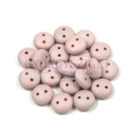   Cseh préselt kétlyukú lencse gyöngy - Silk Satin powder -6mm