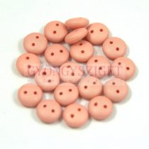   Cseh préselt kétlyukú lencse gyöngy - Silk Satin Peach -6mm