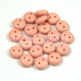   Cseh préselt kétlyukú lencse gyöngy - Silk Satin Peach -6mm