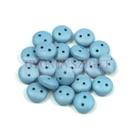   Cseh préselt kétlyukú lencse gyöngy - Silk Satin steel Blue -6mm