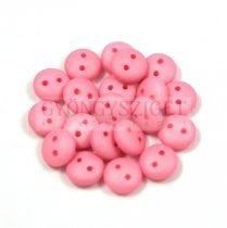   Cseh préselt kétlyukú lencse gyöngy - Silk Satin Pink -6mm