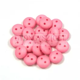   Cseh préselt kétlyukú lencse gyöngy - Silk Satin Pink -6mm