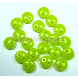 Cseh préselt kétlyukú lencse gyöngy - Light Green -6mm