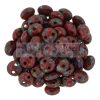 Cseh préselt kétlyukú lencse gyöngy - Opaque Dark Red Picasso -6mm Cseh préselt kétlyukú lencse gyöngy - Opaque Dark Red Picasso -6mm