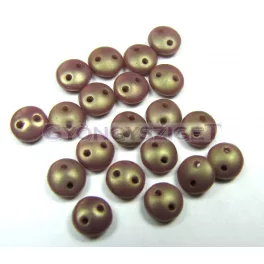  Cseh préselt kétlyukú lencse gyöngy - Gray Copper Picasso -6mm