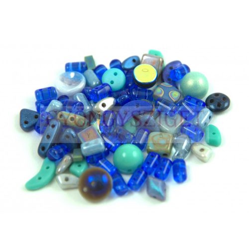 Czech multihole bead mix - Blue - 10g