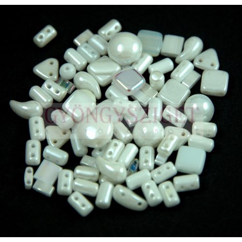 Czech multihole bead mix - White- 10g