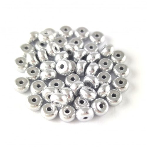 Czech pressed rondelle bead - Silver - 2.5 x 4 mm