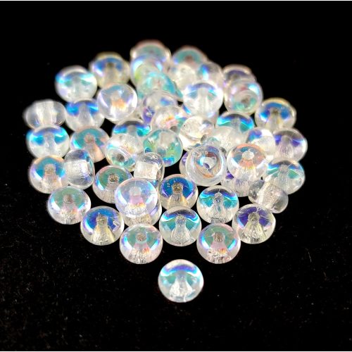 Czech pressed rondelle bead - Crystal AB - 2.5 x 4 mm