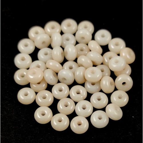 Czech pressed rondelle bead - Alabaster Light Beige - 2.5 x 4 mm