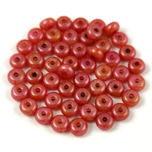 Czech pressed rondelle bead - Alabaster Mauve Luster - 2.5 x 4 mm