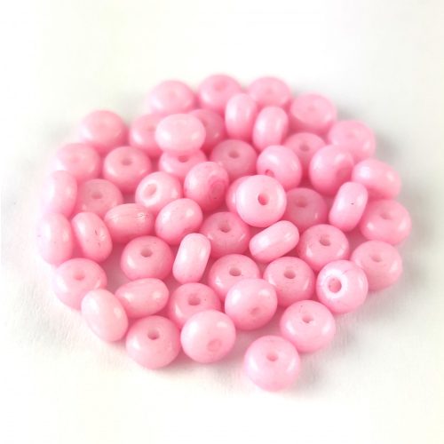 Cseh préselt rondelle gyöngy - Alabaster Pink - 2.5 x 4 mm