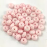 Czech pressed rondelle bead - Alabaster Milky Light Rose - 2.5 x 4 mm