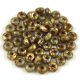 Czech pressed rondelle bead - Sapphire Travertine Gold - 2.5 x 4 mm