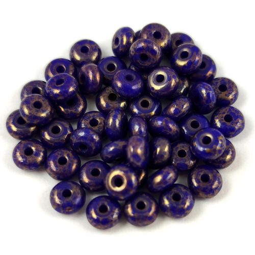 Czech pressed rondelle bead - Sapphire Blue Bronze Luster - 2.5 x 4 mm