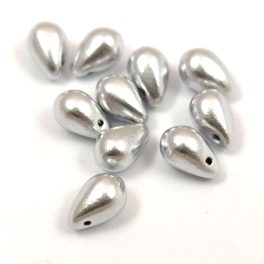 Drop - Czech Pressed Glass Bead - Aluminium - 6x9mm