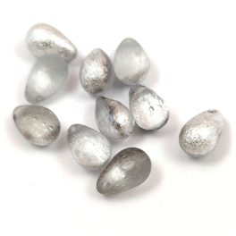   Drop - Czech Pressed Glass Bead - Etched Crystal Silver - 6x9mm