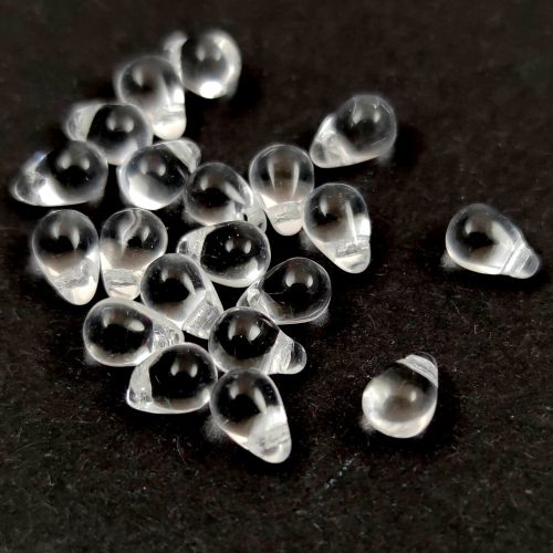 Drop - Czech Pressed Glass Bead - Crystal - 6x4mm