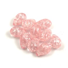 Drop - Czech Pressed Glass Bead - Cracked Light Rose - 6x9mm