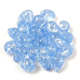   Drop - Czech Pressed Glass Bead - Cracked Light Sapphire - 6x9mm