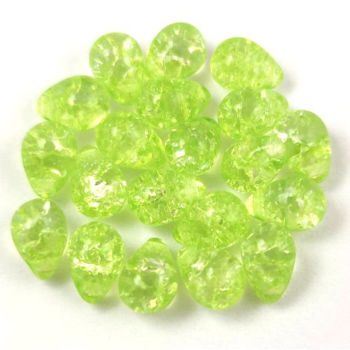 Drop - Czech Pressed Glass Bead - Cracked Lime - 5x7mm