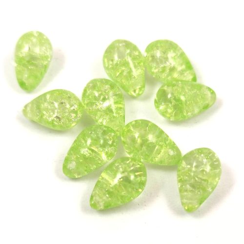 Drop - Czech Pressed Glass Bead - Cracked Lime - 6x9mm
