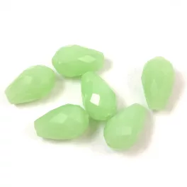   Firepolished Faceted Glass Bead - Teardrop - 15x10mm - Opal Kiwi