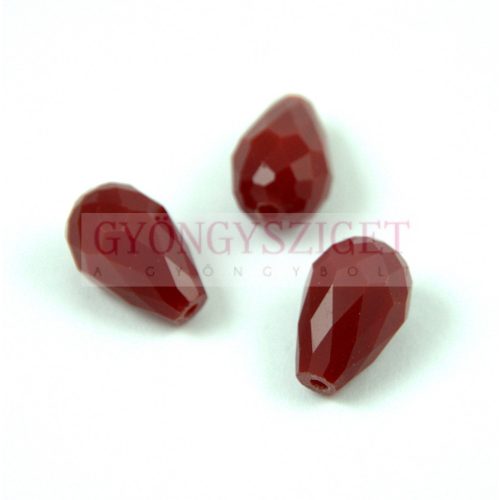Firepolished Faceted Glass Bead - Teardrop - 15x10mm - Red