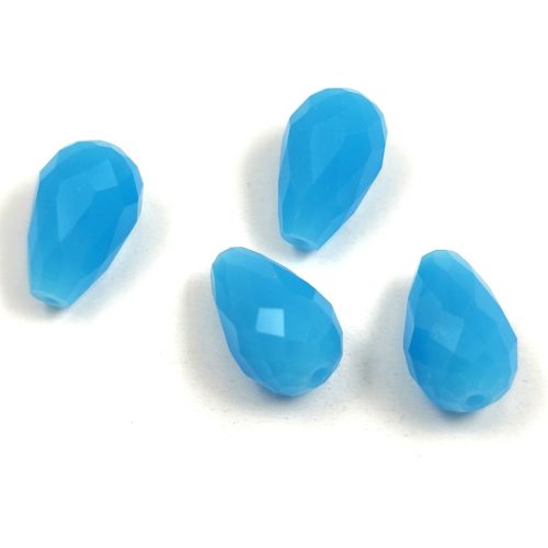 Faceted Glass Bead - Teardrop - 15x10mm - Turquoise Blue