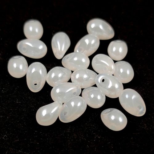 Drop - Czech Pressed Glass Bead - Alabaster Pearl Luster - 5x7 mm