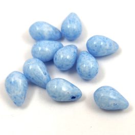   Drop - Czech Pressed Glass Bead - Milky Light Sapphire - 6x9mm