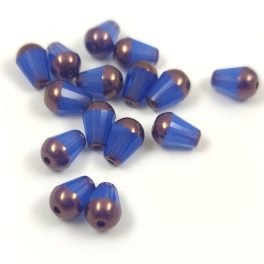   Teardrop - Czech Firepolished Faceted Glass Bead 8x6mm - Sapphire Bronze