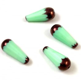 Teardrop - Czech Faceted Glass Bead - 20x9mm - Mint Bronze