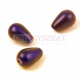   Oriental Pressed Glass Bead - Teardrop - 13x8mm - Matt Metallic Indigo