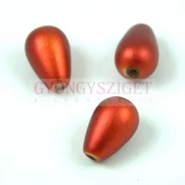   Oriental Pressed Glass Bead - Teardrop - 13x8mm - Matt Metallic Copper