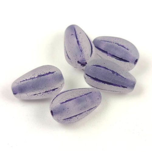 Drop Melon bead - Matt Crystal Purple - 13x8mm