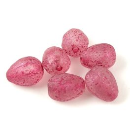 Drop Melon bead - Etched Crystal Fuchsia - 11x9mm
