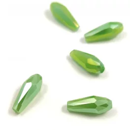 Faceted Glass Bead - Teardrop - 15x6mm - Green Iris