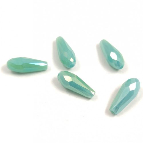 Faceted Glass Bead - Teardrop - 15x6mm - Mint AB