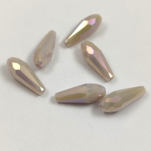 Faceted Glass Bead - Teardrop - 15x6mm - White Purple Iris