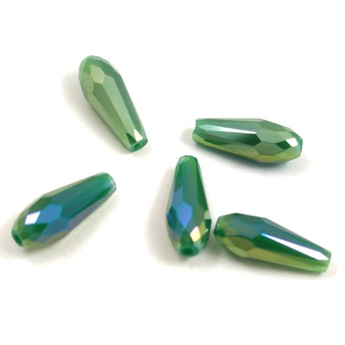 Faceted Glass Bead - Teardrop - 15x6mm - Erinite Iris