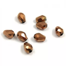   Faceted Glass Bead - Teardrop - 7x6mm - Metallic Light Bronze